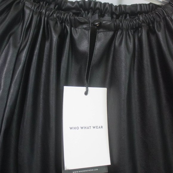 Women's Who What Wear Faux Leather Balloon 3/4 Sleeve Blouse NWT Size Large - Picture 2 of 7